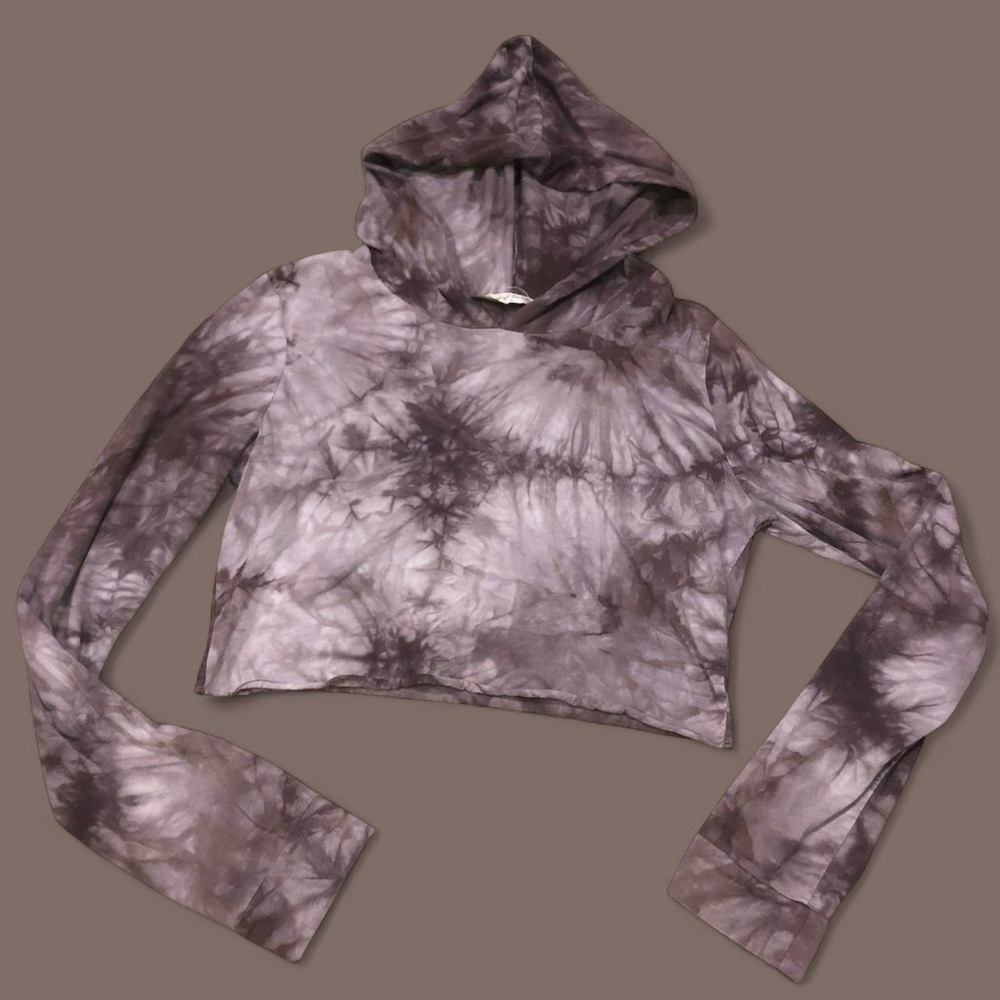 Bear Dance Purple Tie-Dye Cropped Hoodie